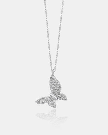 Sparkling Cz Butterfly Necklace - Minimalist & Dainty Butterfly Pendant - High Quality 925 Sterling Silver Jewelry - Cubic Zirconia Pendant