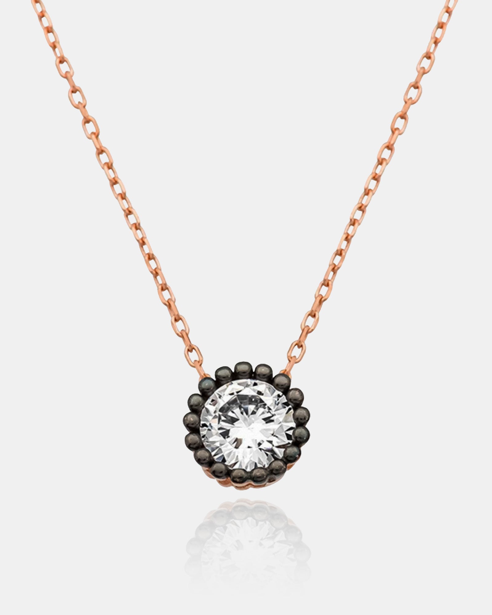 Round Cut Halo Necklace, O-chain Sterling Silver Jewelry, Sterling Silver Dainty Round December Necklace, White Zircon Solitaire Pendant