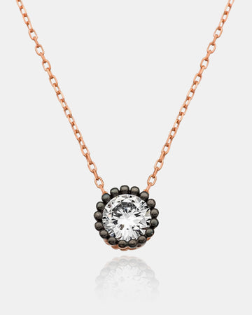 Round Cut Halo Necklace, O-chain Sterling Silver Jewelry, Sterling Silver Dainty Round December Necklace, White Zircon Solitaire Pendant