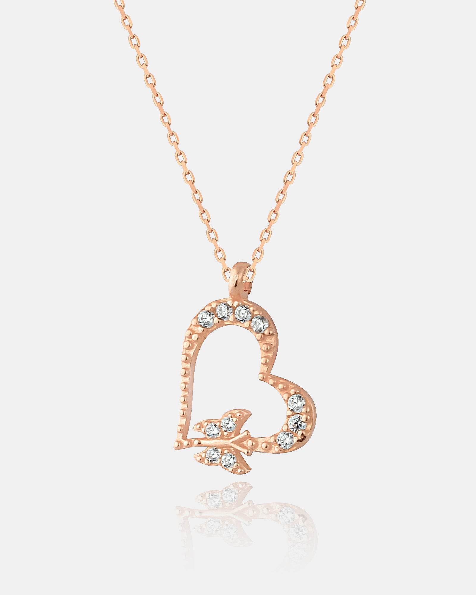 Rose Gold Sterling Silver Heart With Butterfly Pendant Necklace For Women | Sterling Silver Necklace For Summer | Silver Chain Necklace