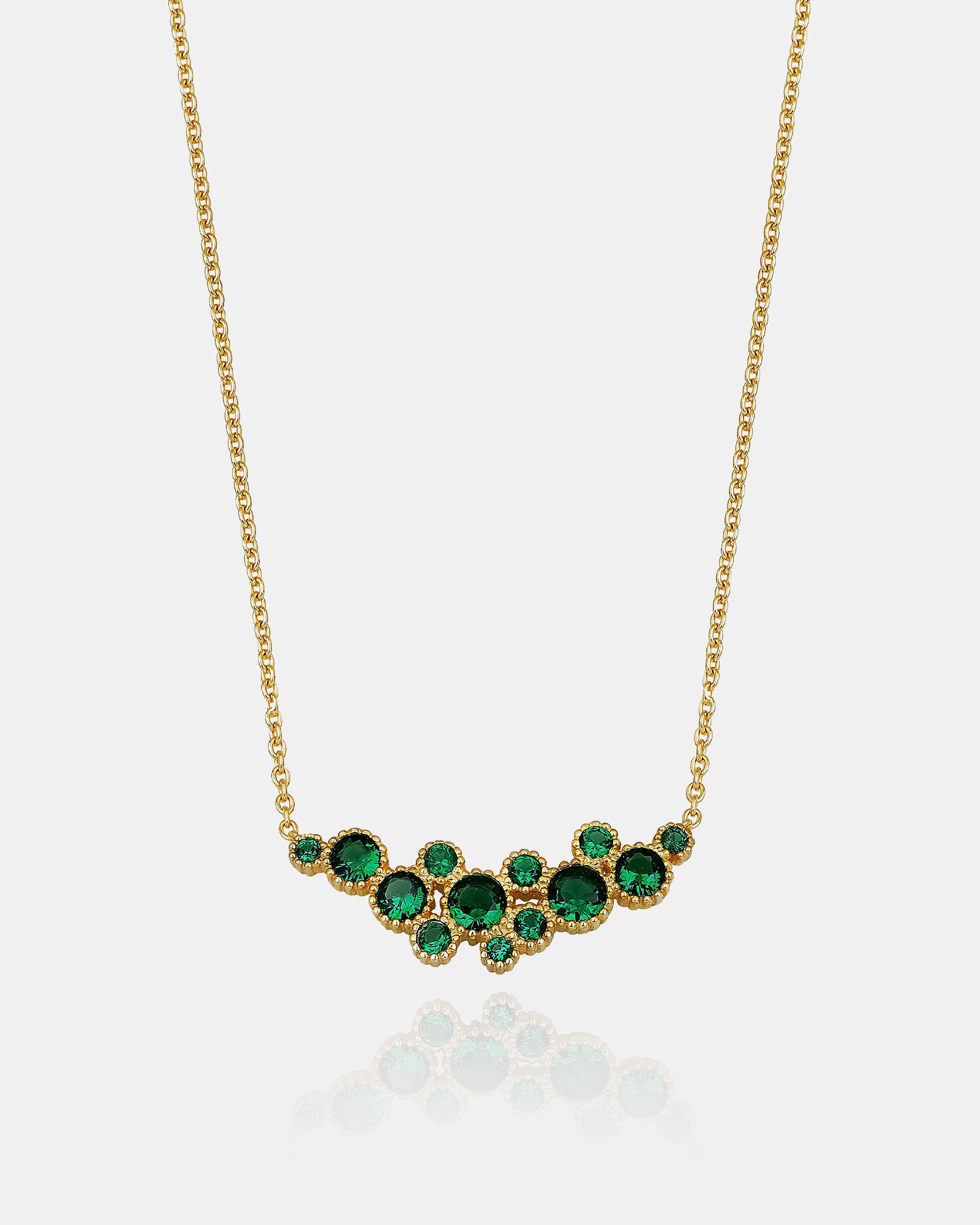 Round Cut Multicolor Birthstone Necklace - Emerald, December Blue, Sapphire, Mix Gemstones Jewelry - Gold Plated 925 Sterling Silver Jewelry