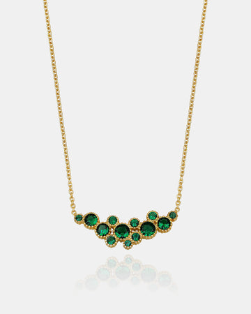 Round Cut Multicolor Birthstone Necklace - Emerald, December Blue, Sapphire, Mix Gemstones Jewelry - Gold Plated 925 Sterling Silver Jewelry