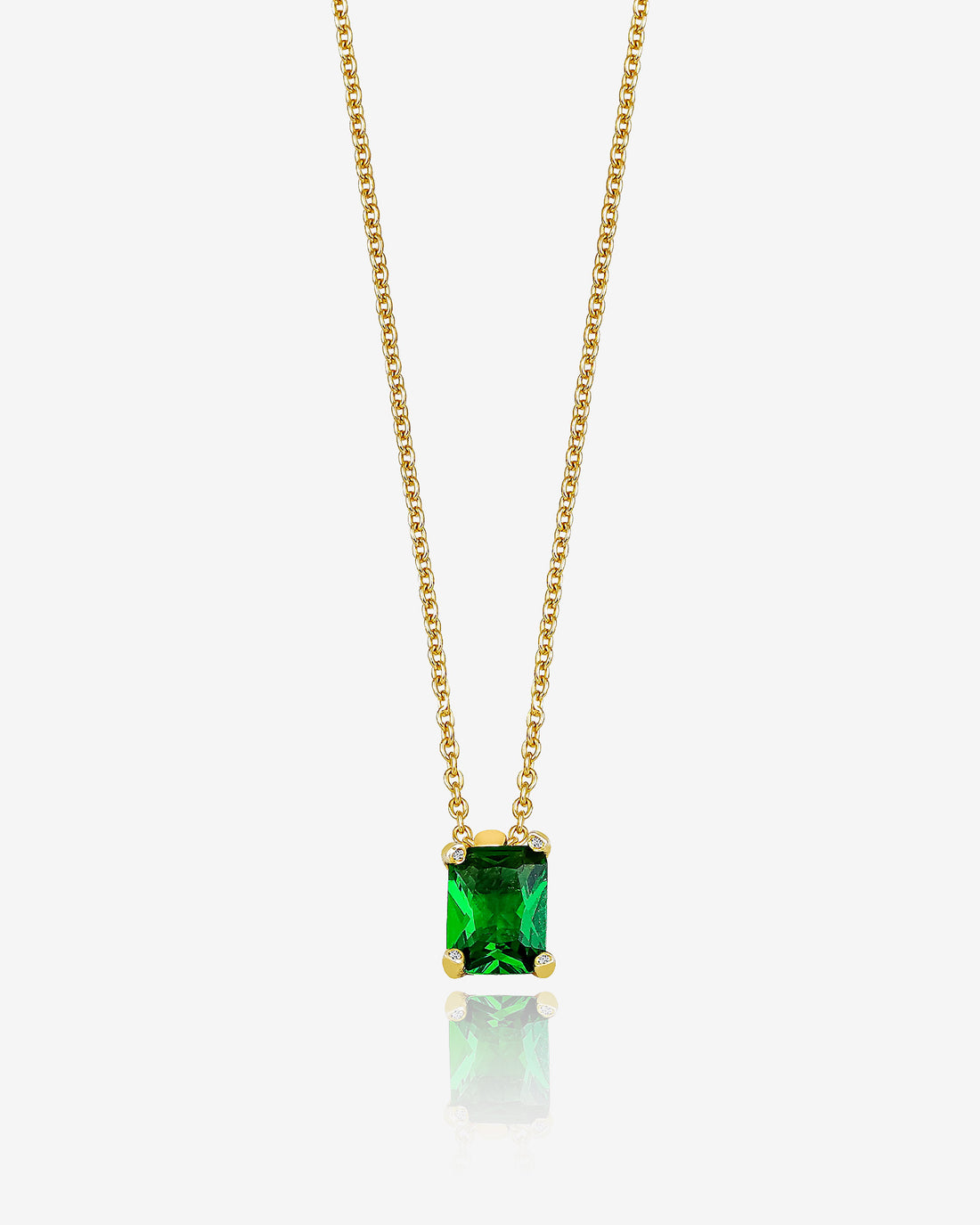 Elegant Emerald Jewelry Set - Rectangle Cut Emerald Pendant - Green Gemstone Necklace And Ring - -