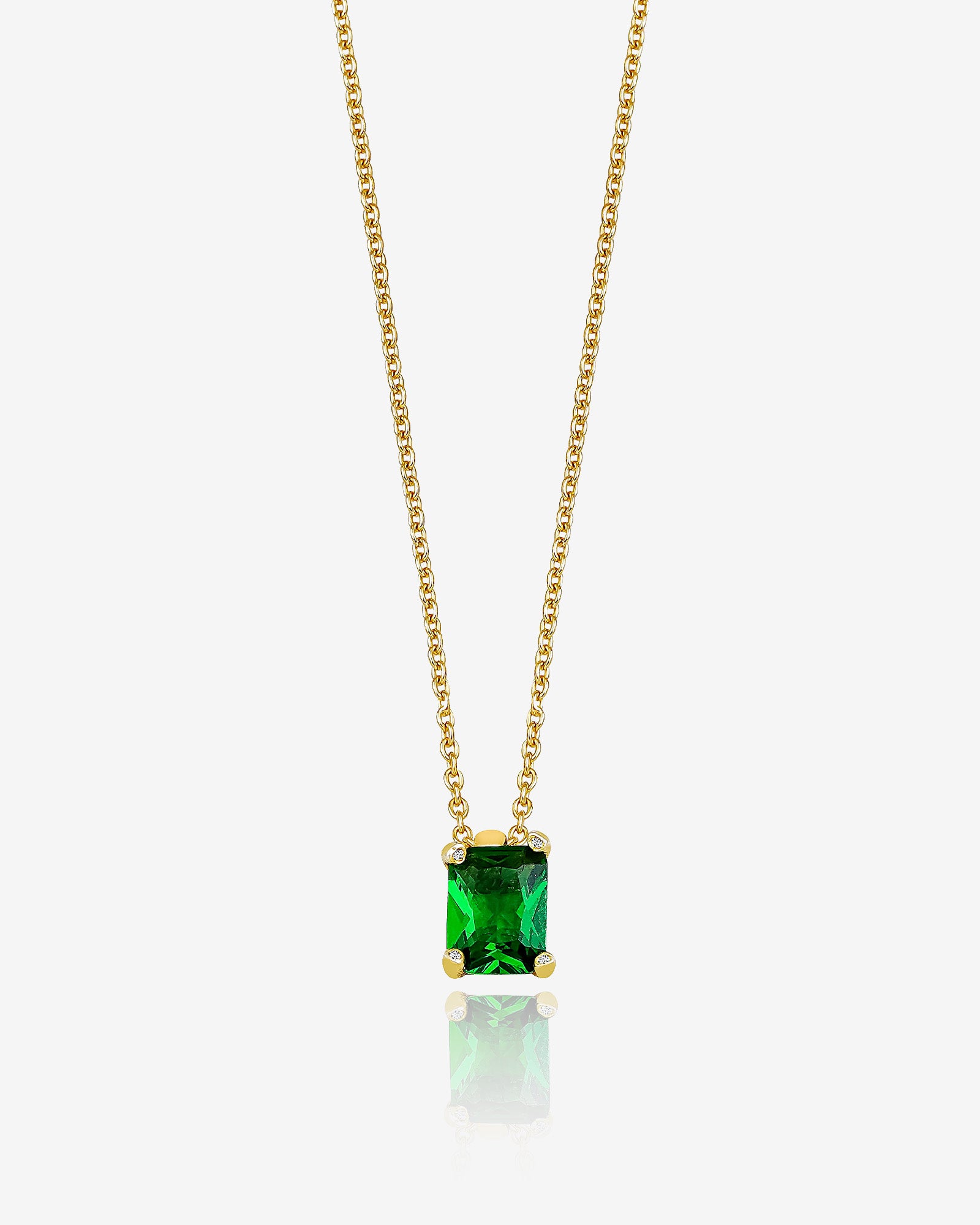 Elegant Emerald Jewelry Set - Rectangle Cut Emerald Pendant - Green Gemstone Necklace And Ring - -