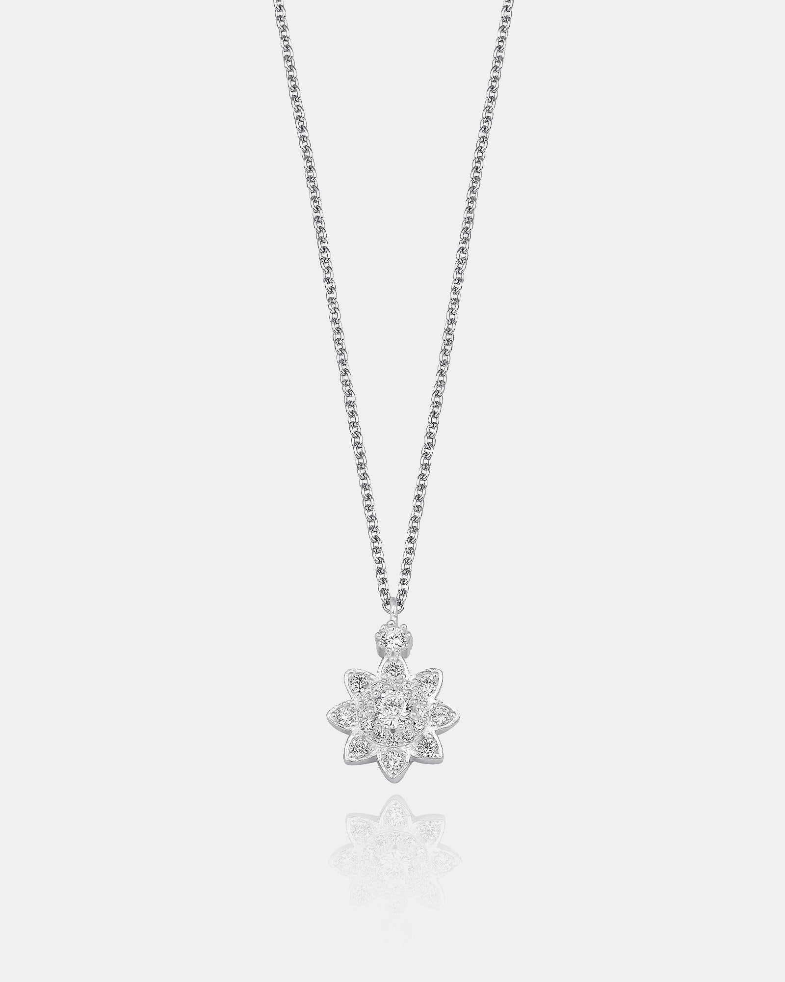 Sparkling Floral Design Pendant- Sterling Silver Flower Necklace - Cz Flower Pendant - Jewish Model Necklace - Gift Idea - Perfect Gift Idea