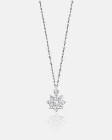 Sparkling Floral Design Pendant- Sterling Silver Flower Necklace - Cz Flower Pendant - Jewish Model Necklace - Gift Idea - Perfect Gift Idea