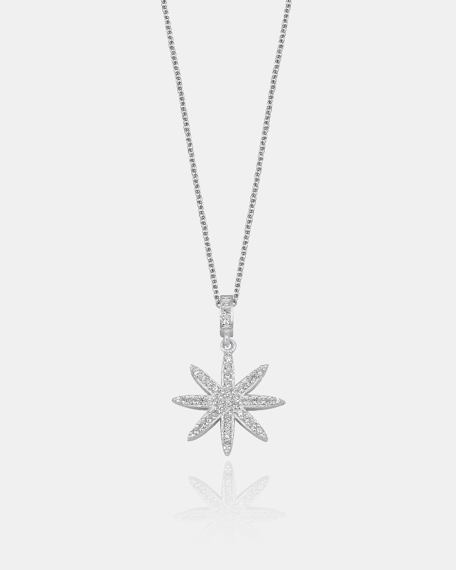 Sparkling North Star Necklace - Cz Starburst Pendant - 925 Sterling Silver Jewelry - Minimalist Celestial Necklace -