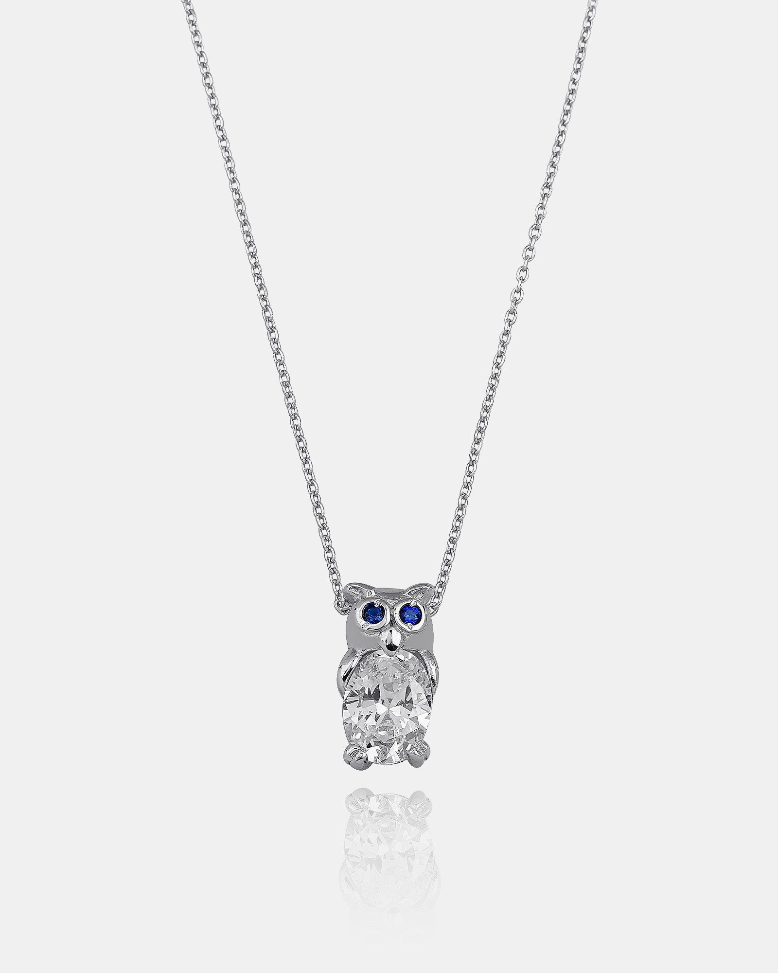 Sapphire Eyes Owl Necklace - Sterling Silver Owl Pendant - Handmade Jewelry For Women - Summer Accessories -