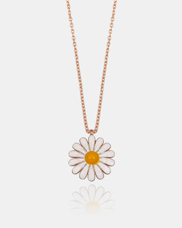 Rose Gold Plated Sterling Silver Necklace, Daisy Pendant, Minimalist Flower Necklace, Floral Necklace, Handmade Jewelry