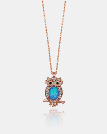 Owl Pendant Sterling Silver Necklace, Guardian Owl,animal Necklace,blue Cubic Zircon Pendant, Meaningful , Wisdom Symbol Jewelry