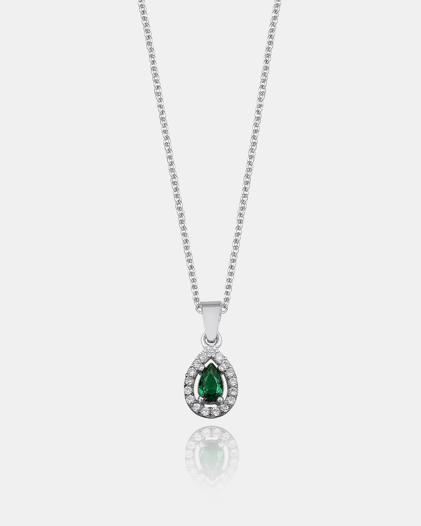 Sapphire Teardrop Necklace Zirconia Frame -cz Emerald Teardrop Pendant For Women -dainty Sterling Silver Sapphire/emerald/crystal Variations