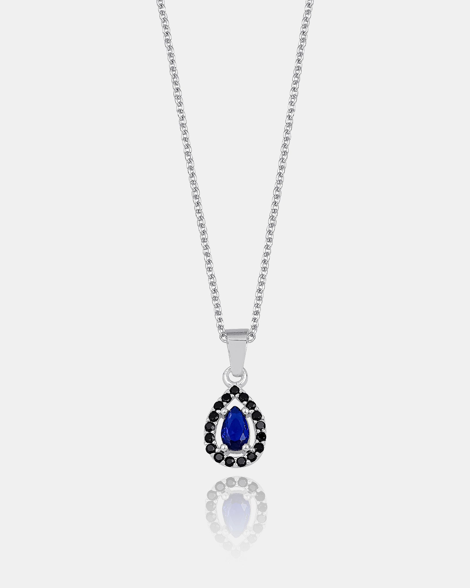 Sapphire Teardrop Necklace Zirconia Frame -cz Emerald Teardrop Pendant For Women -dainty Sterling Silver Sapphire/emerald/crystal Variations