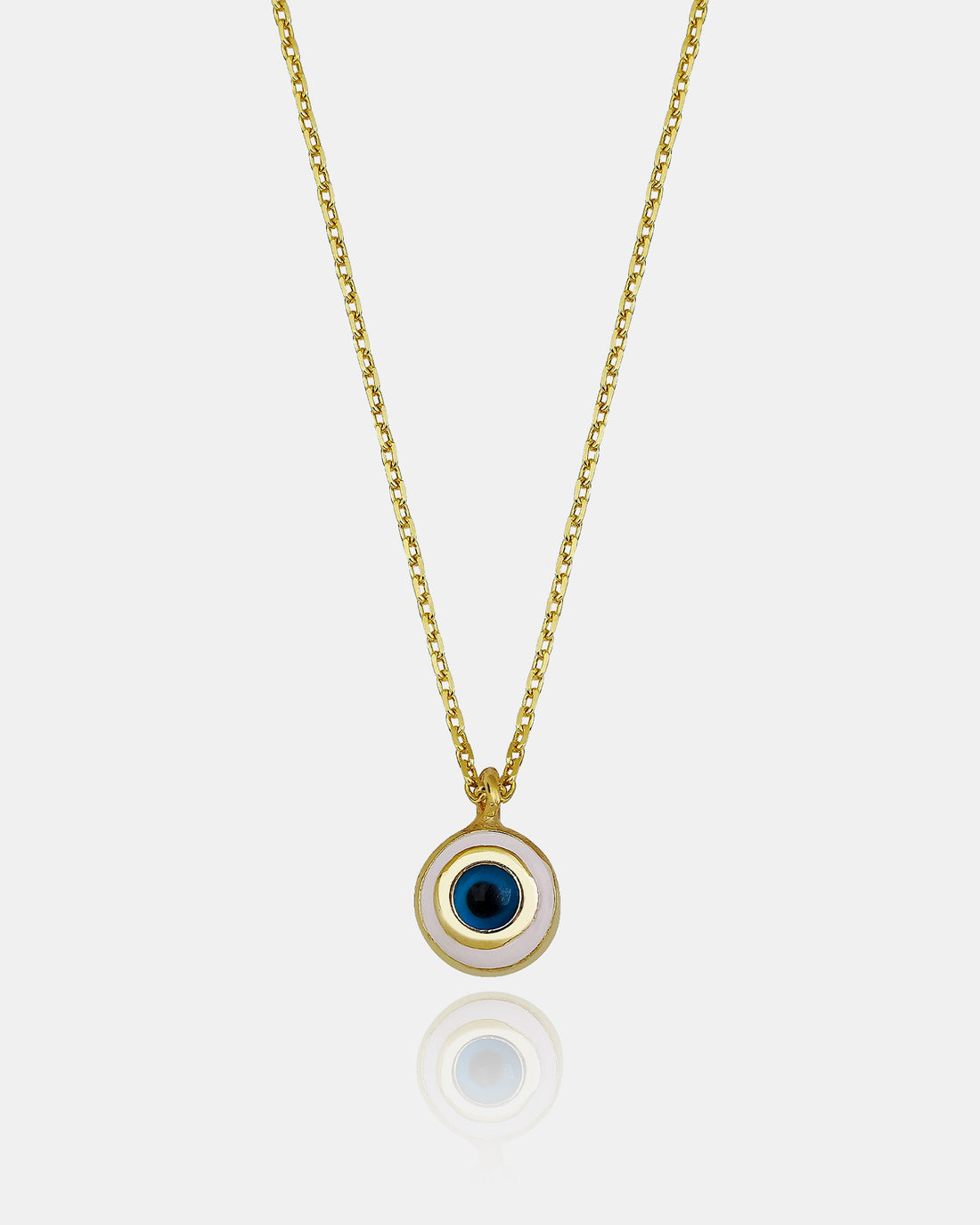 Lucky Charm Evil Eye Necklace For Protection , Minimalist Blue Evil Eye Pendant , Black And White Enamel Round Evil Eye , Gold/silver Chain