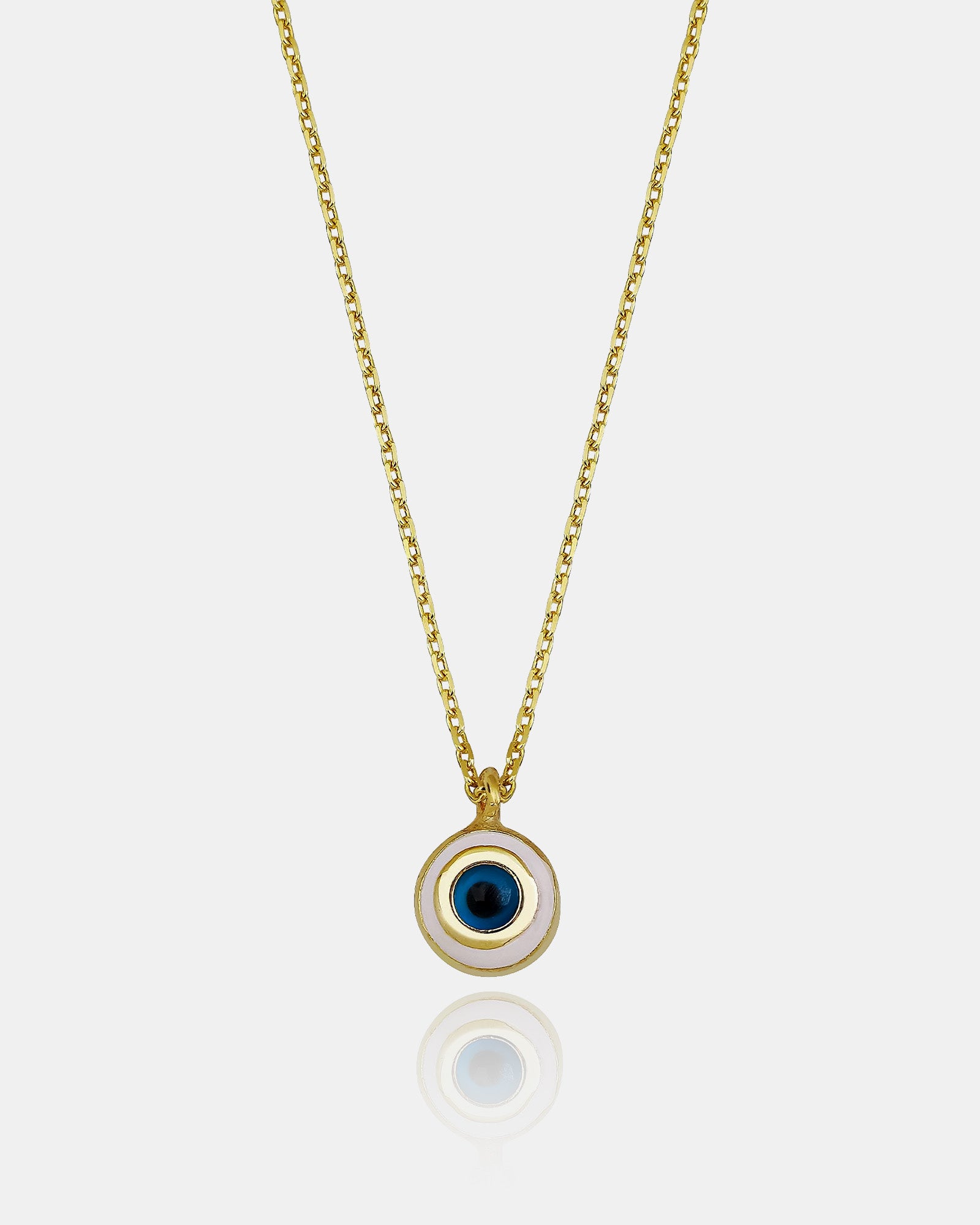 Lucky Charm Evil Eye Necklace For Protection , Minimalist Blue Evil Eye Pendant , Black And White Enamel Round Evil Eye , Gold/silver Chain