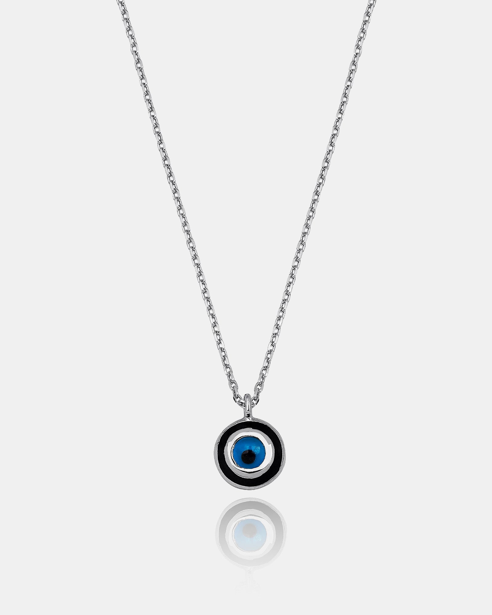 Lucky Charm Evil Eye Necklace For Protection , Minimalist Blue Evil Eye Pendant , Black And White Enamel Round Evil Eye , Gold/silver Chain