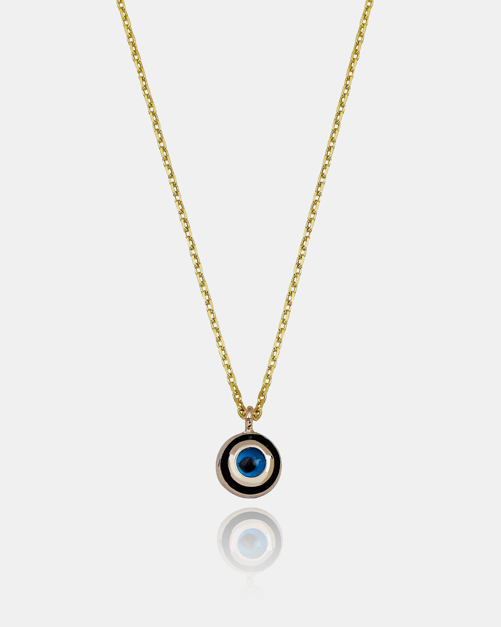 Lucky Charm Evil Eye Necklace For Protection , Minimalist Blue Evil Eye Pendant , Black And White Enamel Round Evil Eye , Gold/silver Chain