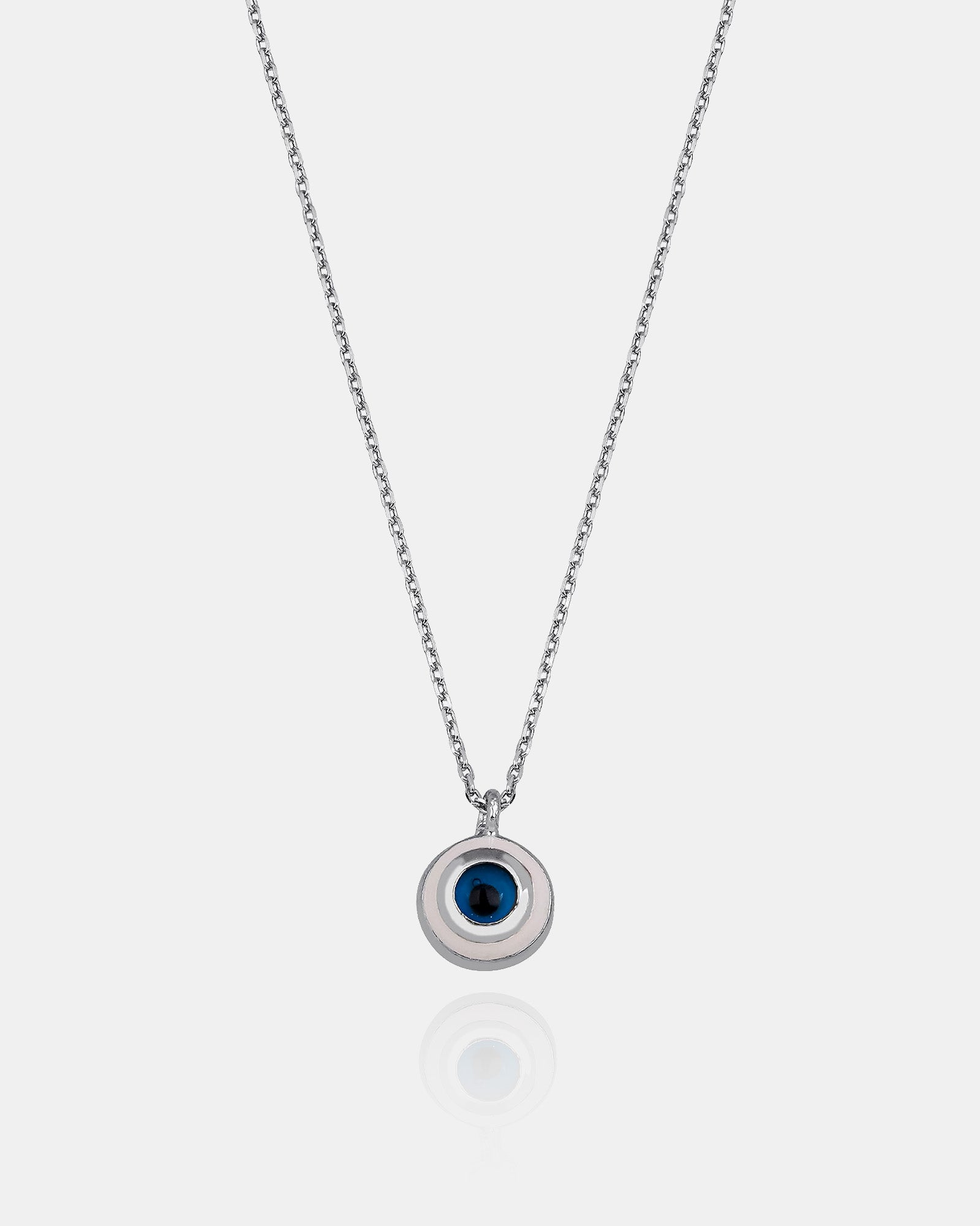 Lucky Charm Evil Eye Necklace For Protection , Minimalist Blue Evil Eye Pendant , Black And White Enamel Round Evil Eye , Gold/silver Chain