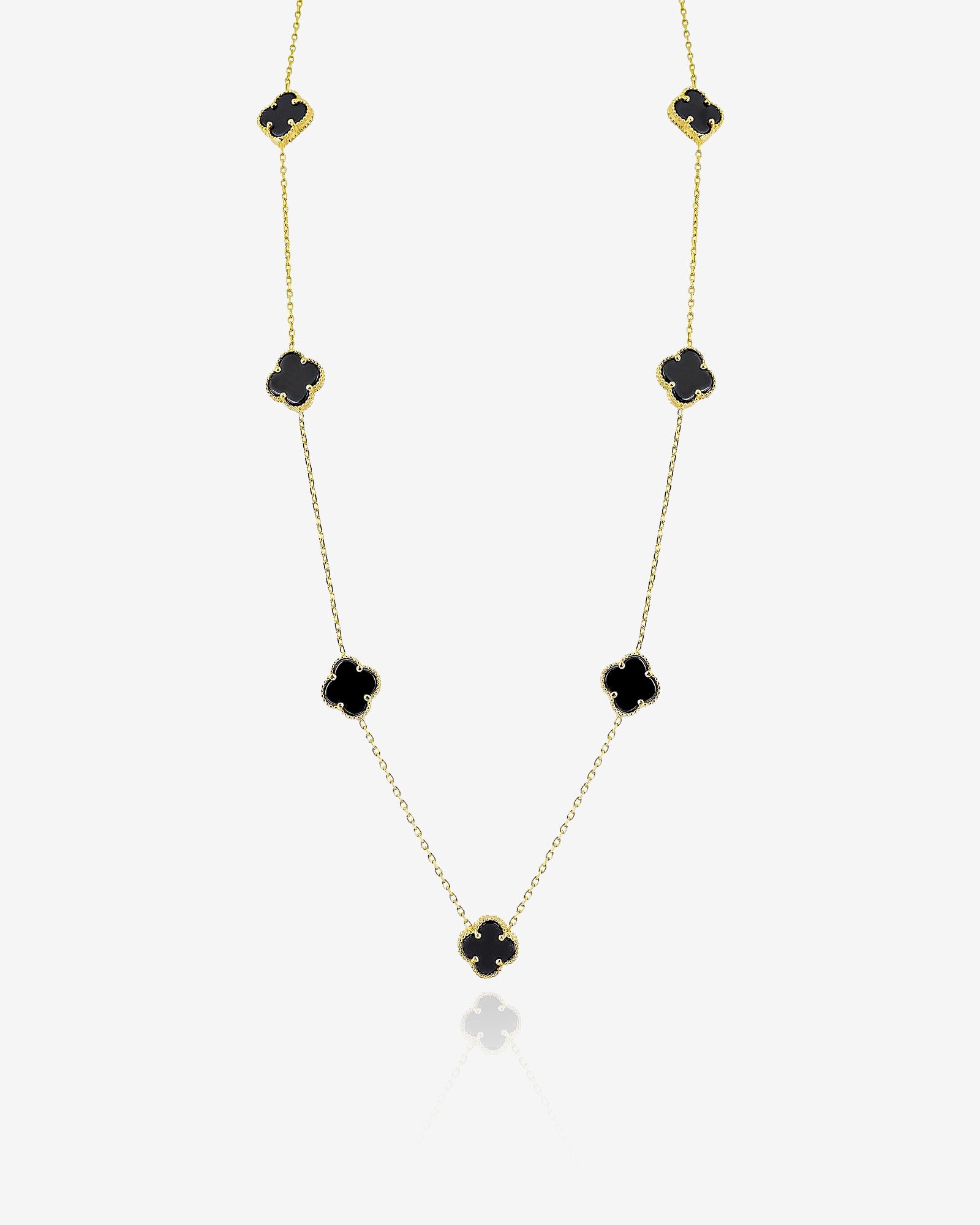 Modern Lucky Clover Charm Necklace & Bracelet Set , Personalized Lucky Clover Jewelry Set, Gemstone Color And Chain Options