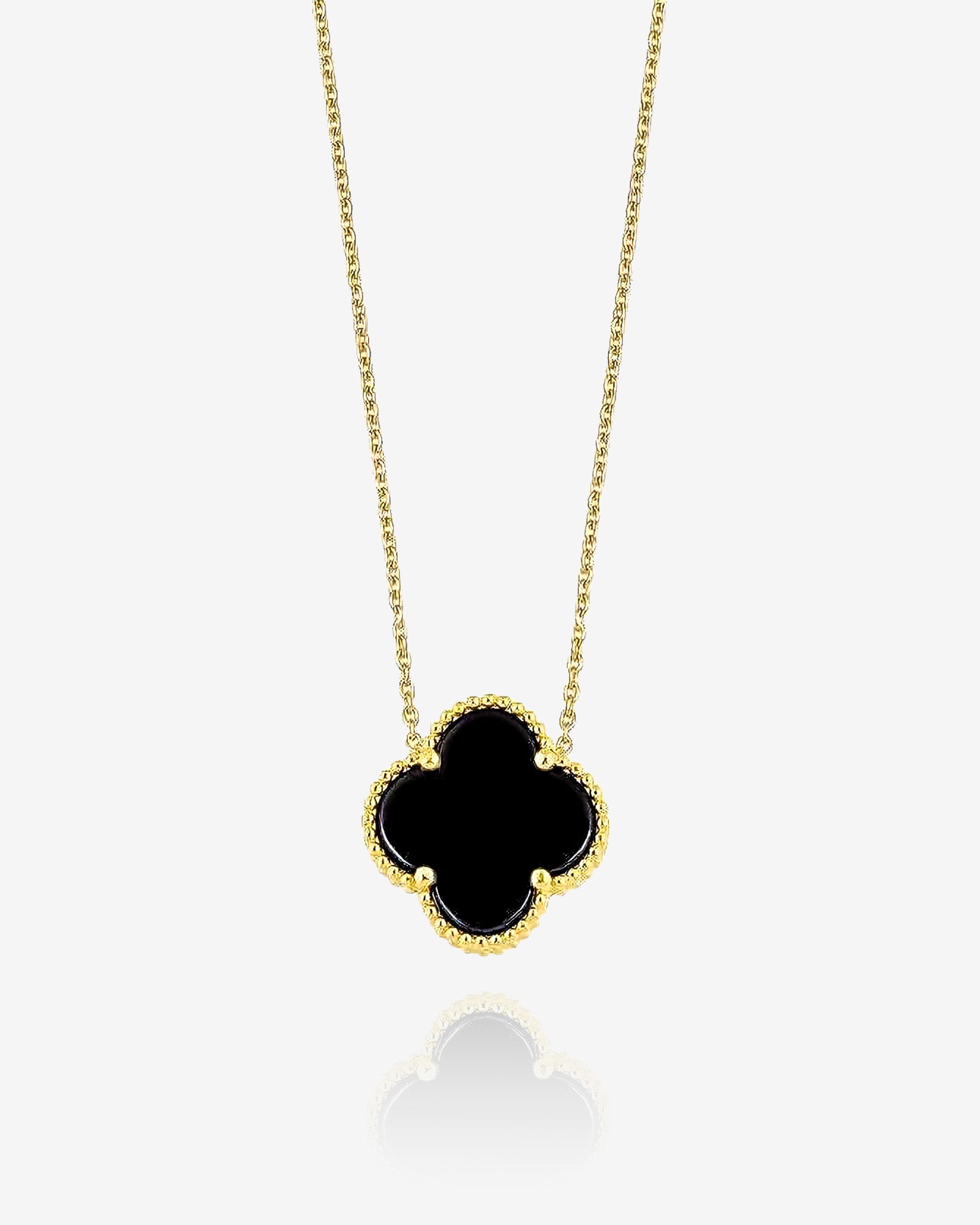 Black Clover Necklace & Earrings Set , Personalized Four Leaf Clover Jewelry Set , Women’s Lucky Charm Set, Gemstone Color And Chain Options
