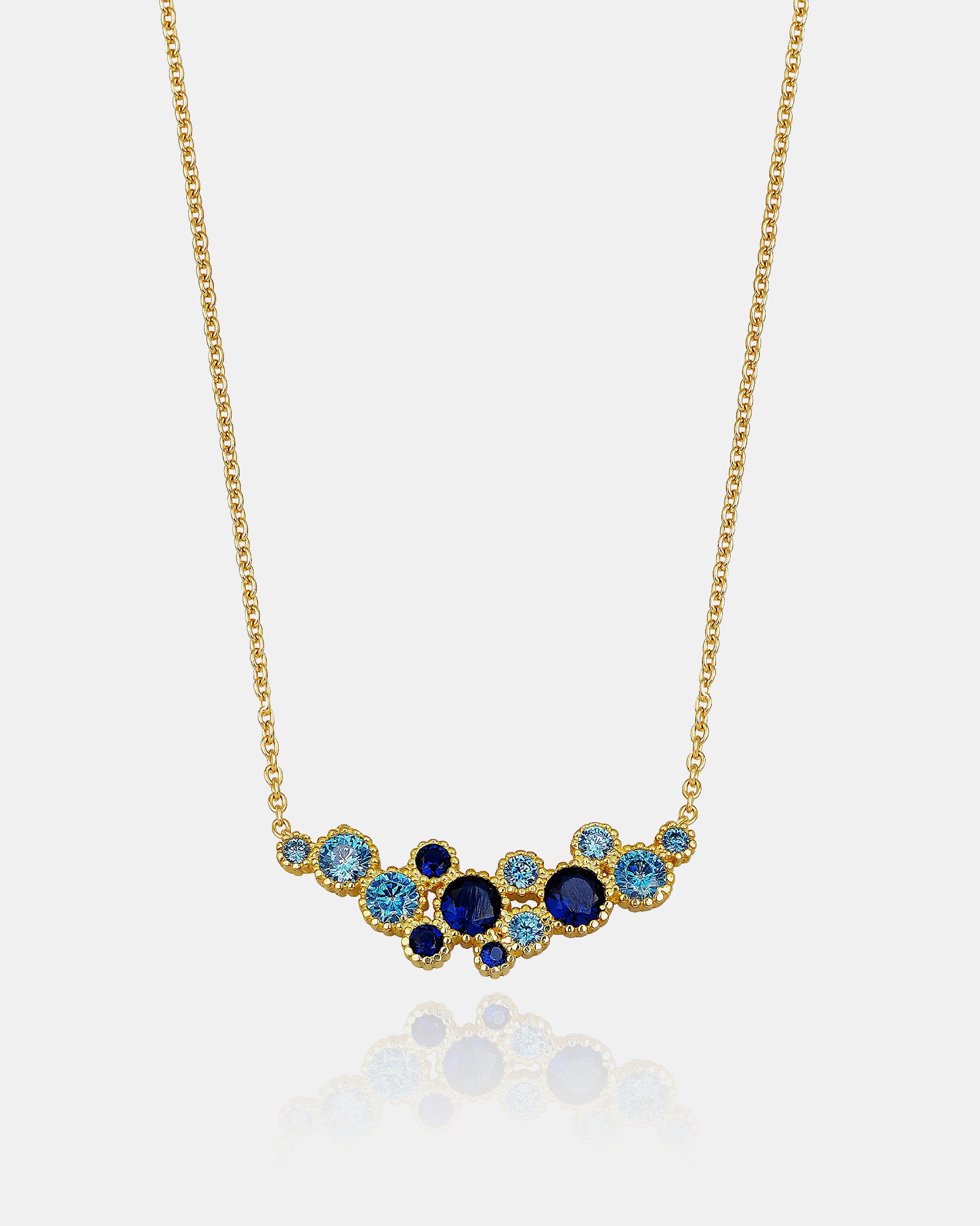 Round Cut Multicolor Birthstone Necklace - Emerald, December Blue, Sapphire, Mix Gemstones Jewelry - Gold Plated 925 Sterling Silver Jewelry
