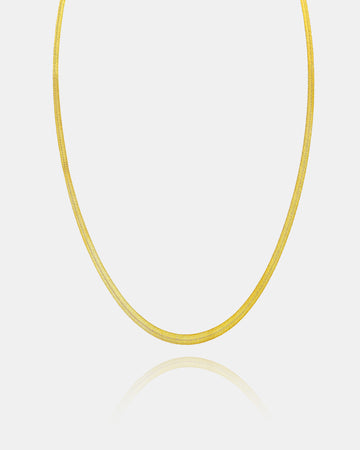 Gold Color Sterling Silver Flat Chain - Gold Snake Chain Necklace - Dainty 3 Mm Flat Herringbone Chain - Layering Necklace - Unisex Gift