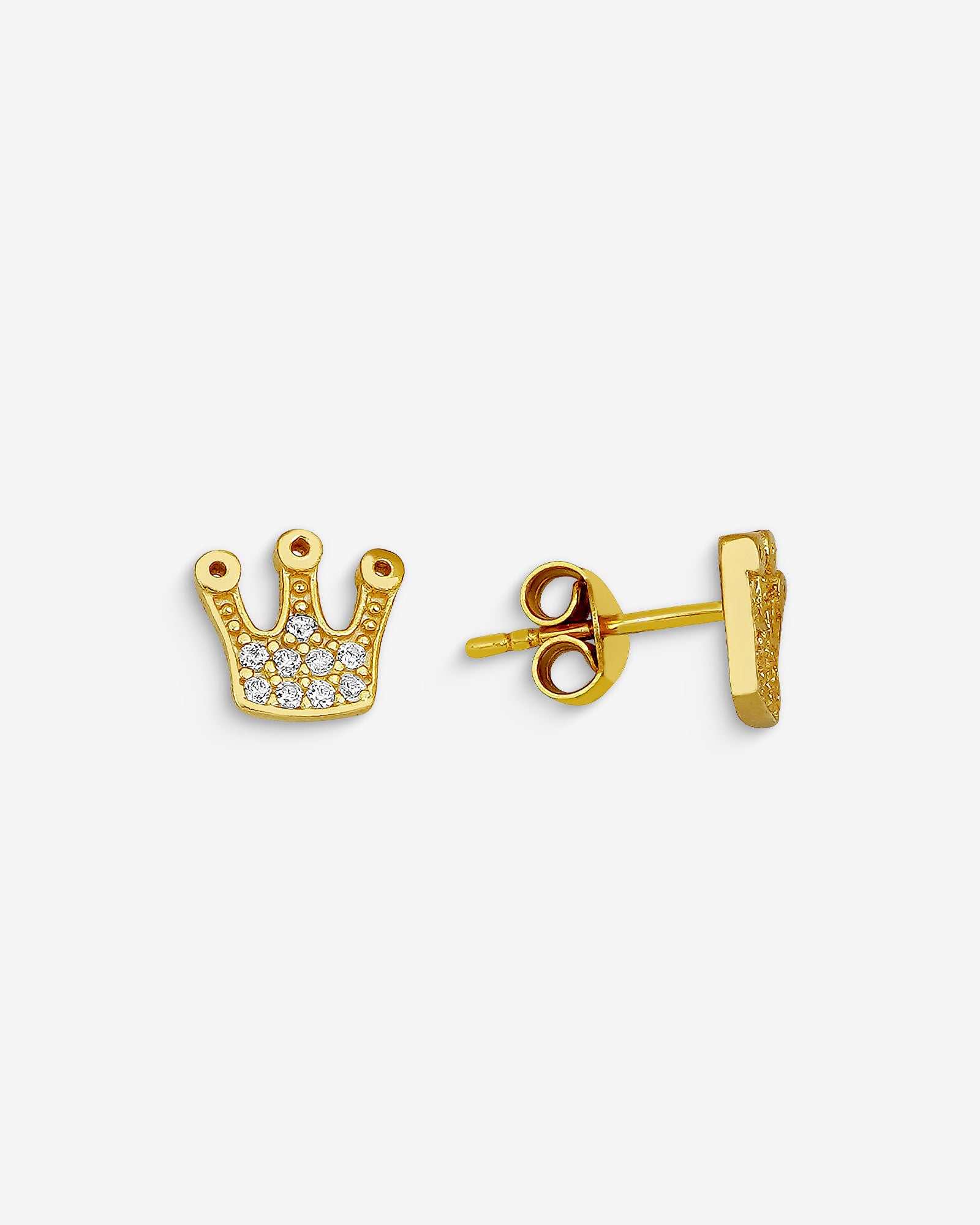 Elegant Crown Earrings - Cz Gold Plated Crown Stud Earrings - Minimalist Sterling Silver Jewelry - Princess Gift