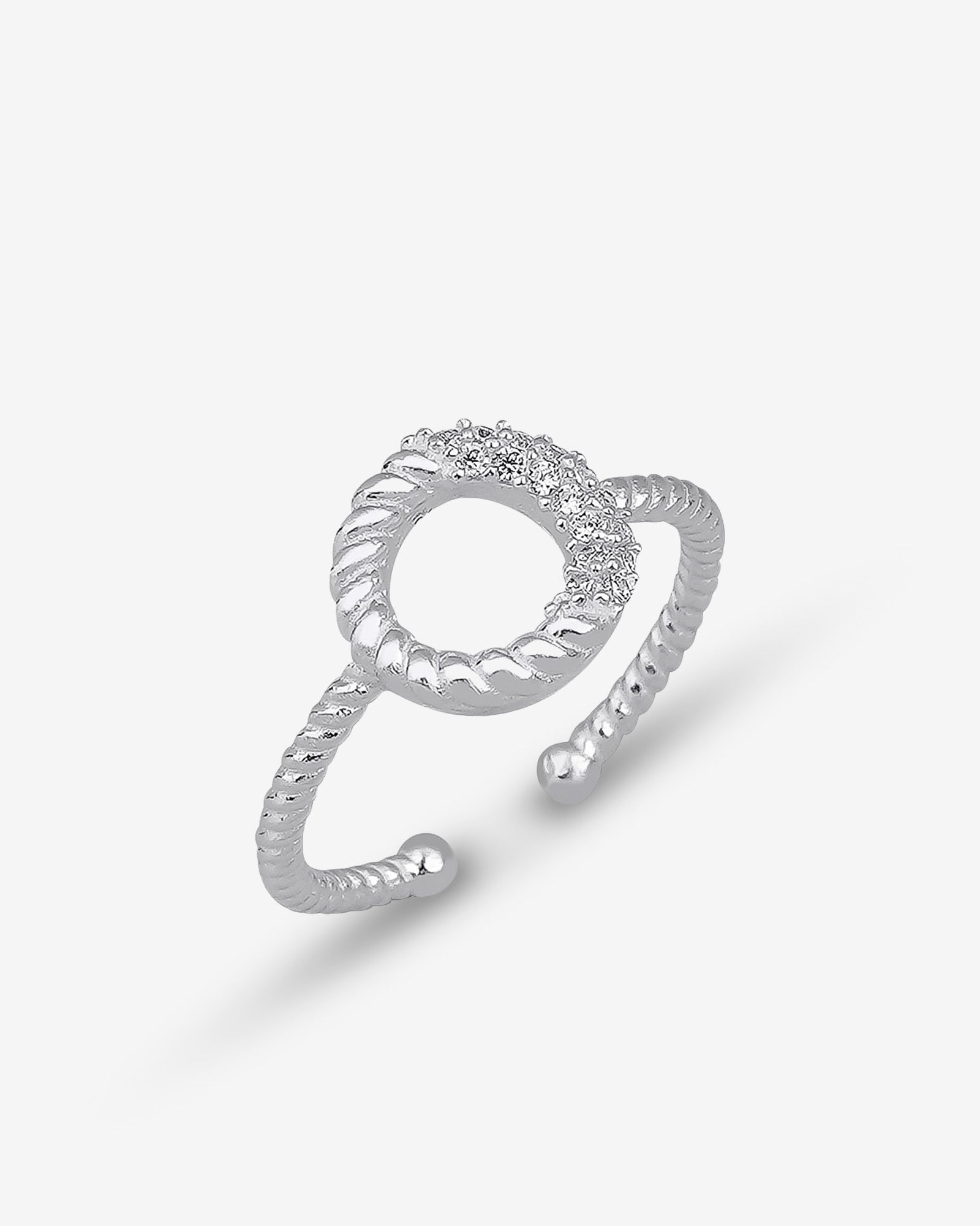 Engraved Sterling Silver Circle Ring - Geometric Minimalist Jewelry - Dainty Karma Circle Ring - Open Circle Rings For Women - Simple Design