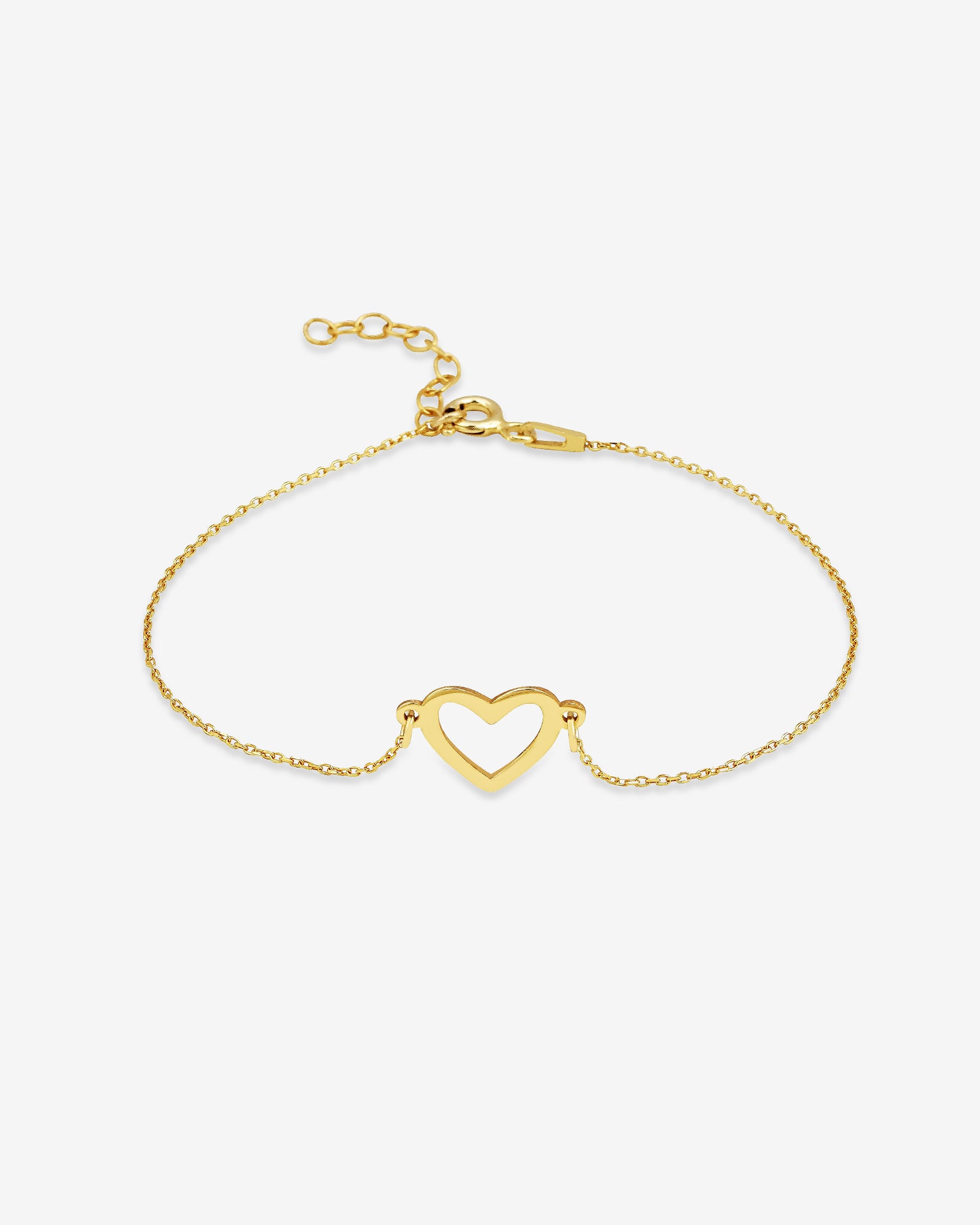 Gold Color Heart Charm Bracelet - Minimalist & Dainty Heart Jewelry - 925 Sterling Silver - Charming Heart Pendant - Romantic