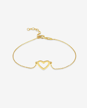 Gold Color Heart Charm Bracelet - Minimalist & Dainty Heart Jewelry - 925 Sterling Silver - Charming Heart Pendant - Romantic