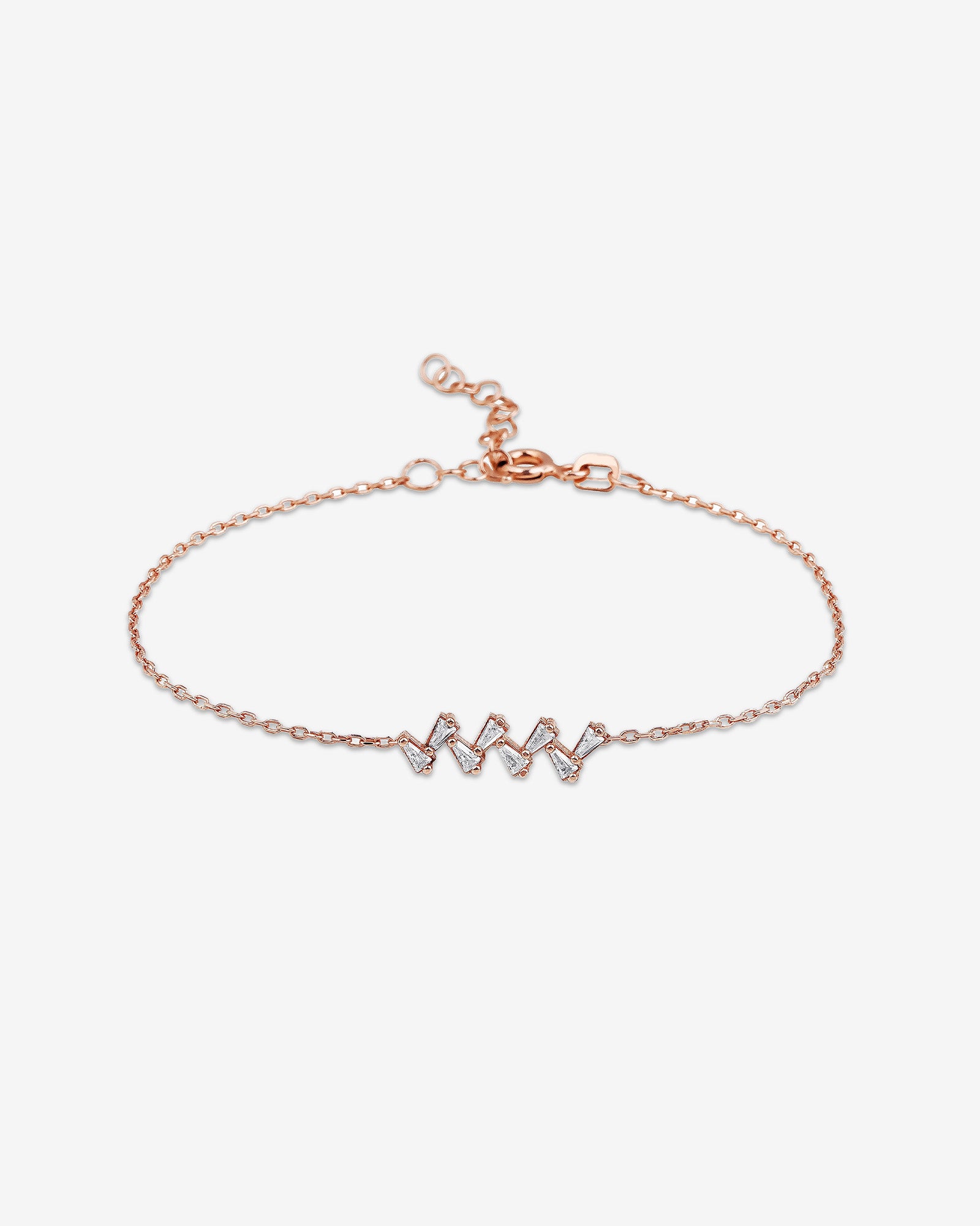Cz Heartbeat Bracelet - Rose Gold Color Zigzag Bracelet - Minimalist Sterling Silver Jewelry - Delicate Jewelry For A Meaningful Gift