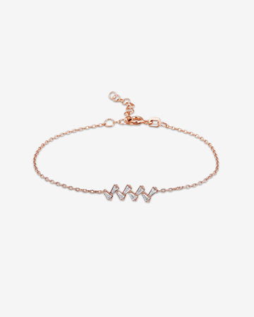Cz Heartbeat Bracelet - Rose Gold Color Zigzag Bracelet - Minimalist Sterling Silver Jewelry - Delicate Jewelry For A Meaningful Gift