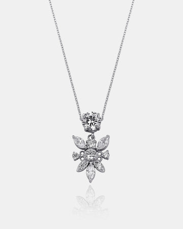 Crystal Floral Charm - Cz Flower Necklace - Sterling Silver Jewelry For Women - Handmade Jewelry