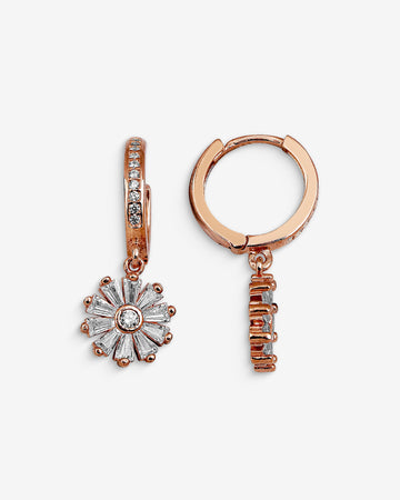 Daisy Dangle Cz Earrings - Sterling Silver Floral Dainty Pendant - Unique Design With Zircon Gemstones - Dainty Handmade Earring Jewelry