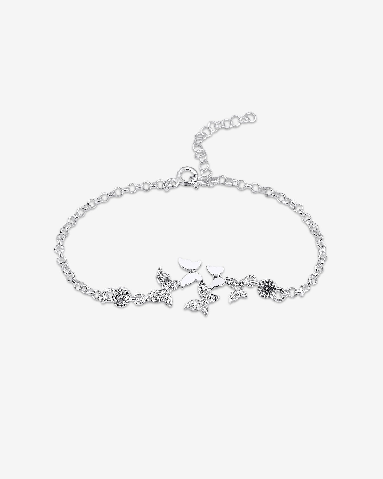 Dazzling Cz Butterfly Bracelet - Sterling Silver Adjustable Butterfly Bracelet - Nature Lover -