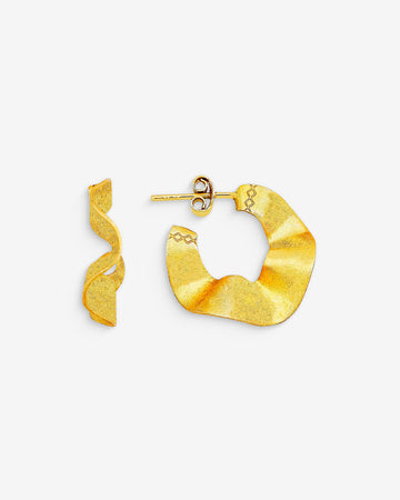 Antique Gold Plated Wavy Earrings - Chunky Gold Plated Earrings - Vintage Wavy Earrings - 925 Sterling Silver Jewelry -