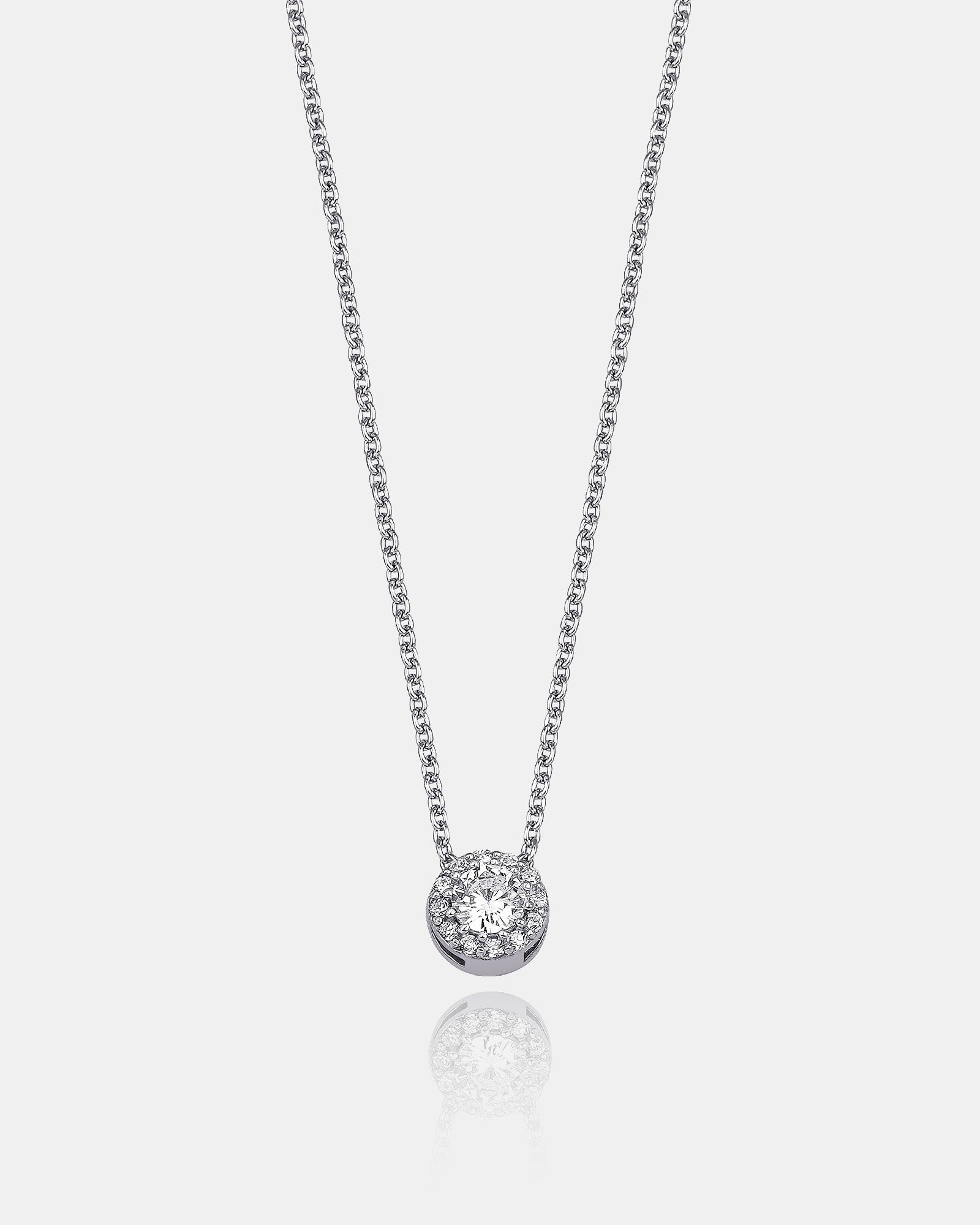 Dainty Sterling Silver Drop Necklace Created With Zirconia | Sterling Silver Small Round Pendant Necklace | White Drop Zirconia Pendant