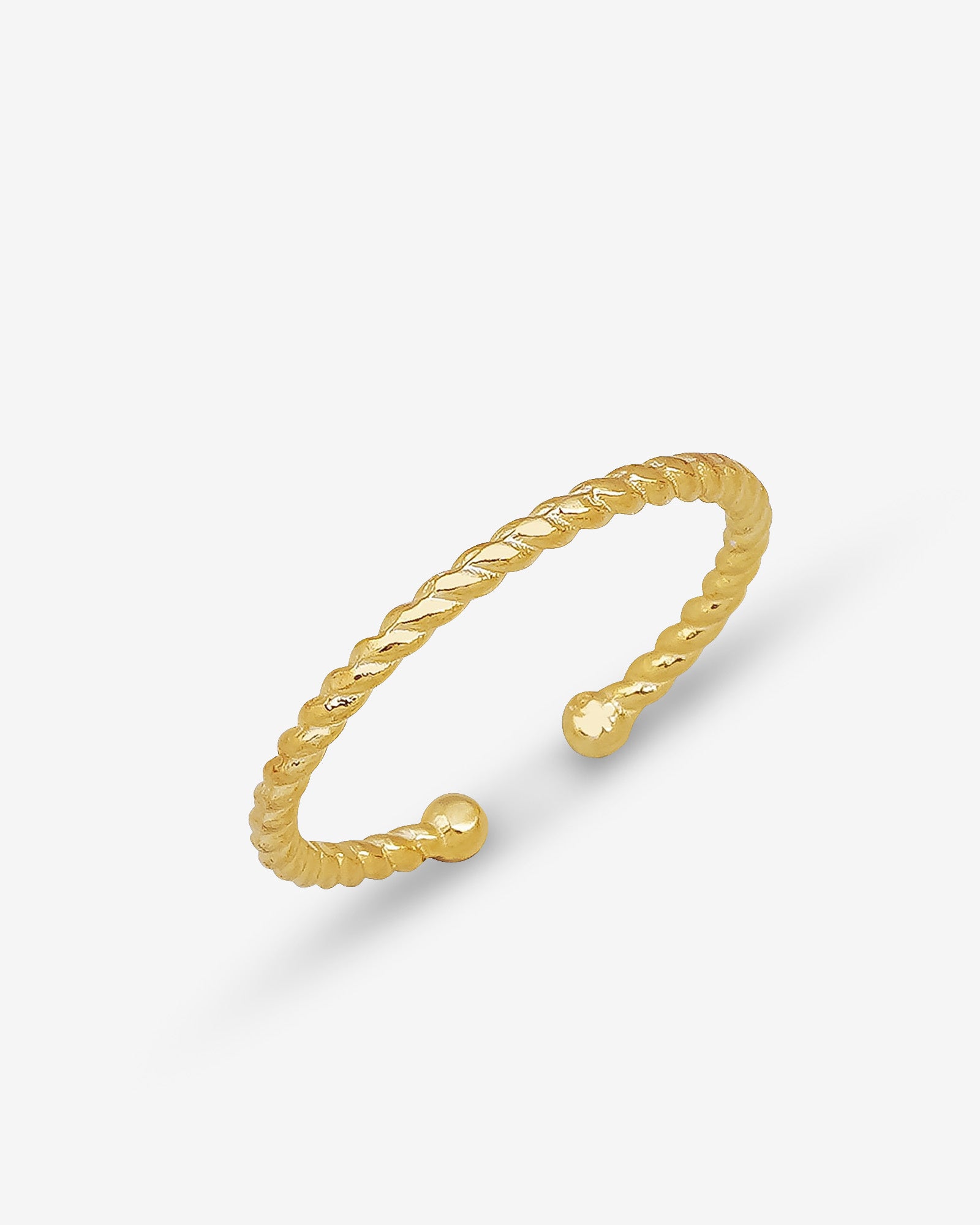 Gold Color Twisted Rope Ring - Anniversary Ring - Thin Gold Band Dainty Ring - Wedding Band - Sterling Silver Summer Jewelry
