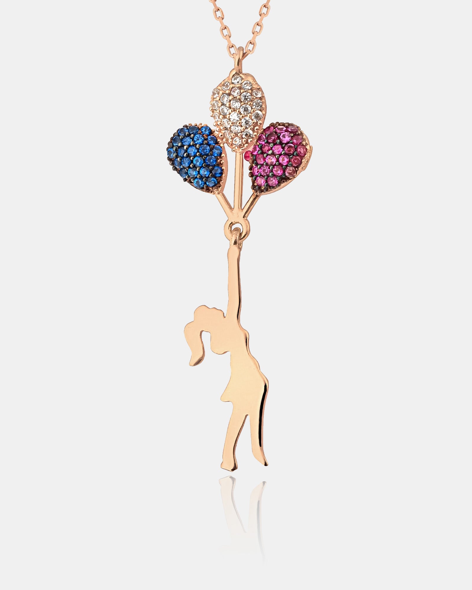 Balloon Girl Necklace, Necklace Girl With Balloon, Multicolor Zircon Stone Balloon Girl Necklace,flying Balloon Girl Necklace