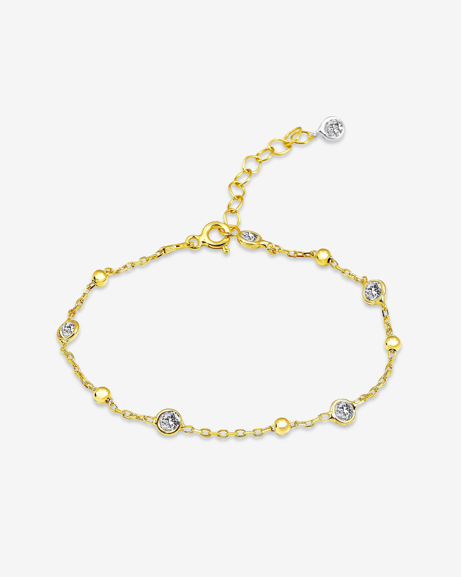 Minimalist Cz Bezel Chain Bracelet - Gold Plated Bracelet With Zirconia And Tiny Balls - Women Jewelry - Bridesmaid Gift - Dainty Bracelet