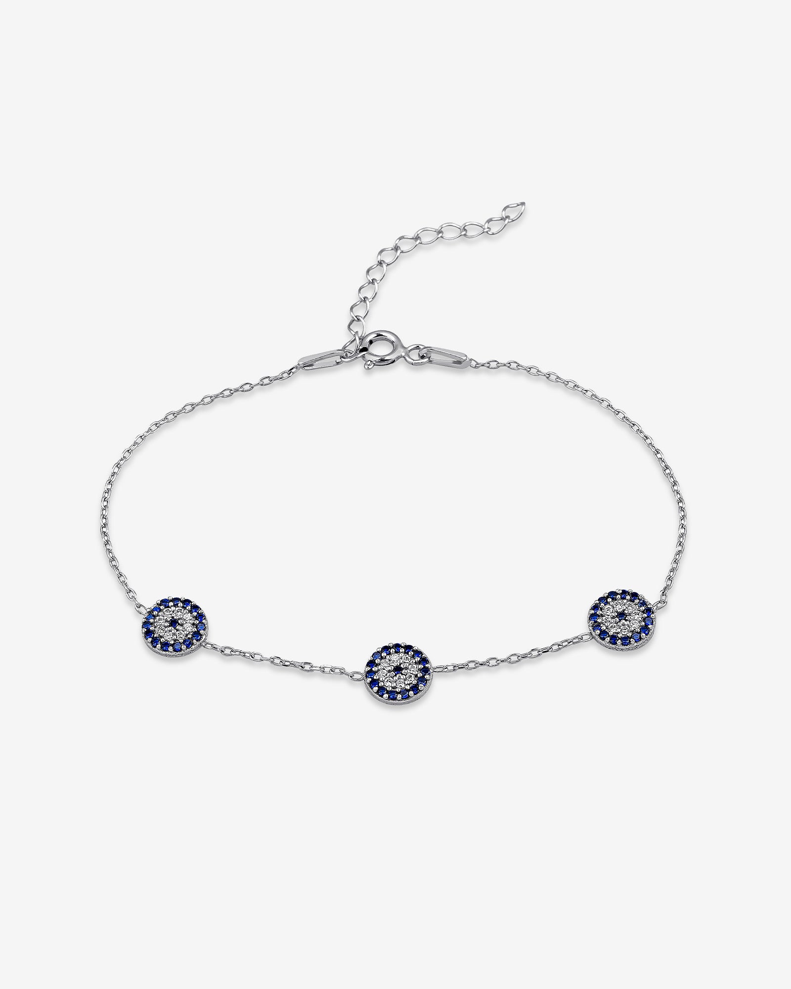 Sterling Silver Round Evil Eye Bracelet - Cubic Zirconia Blue Eye Bracelet- Delicate Everyday Jewelry - Good Luck Bracelet - Celebrate Pride