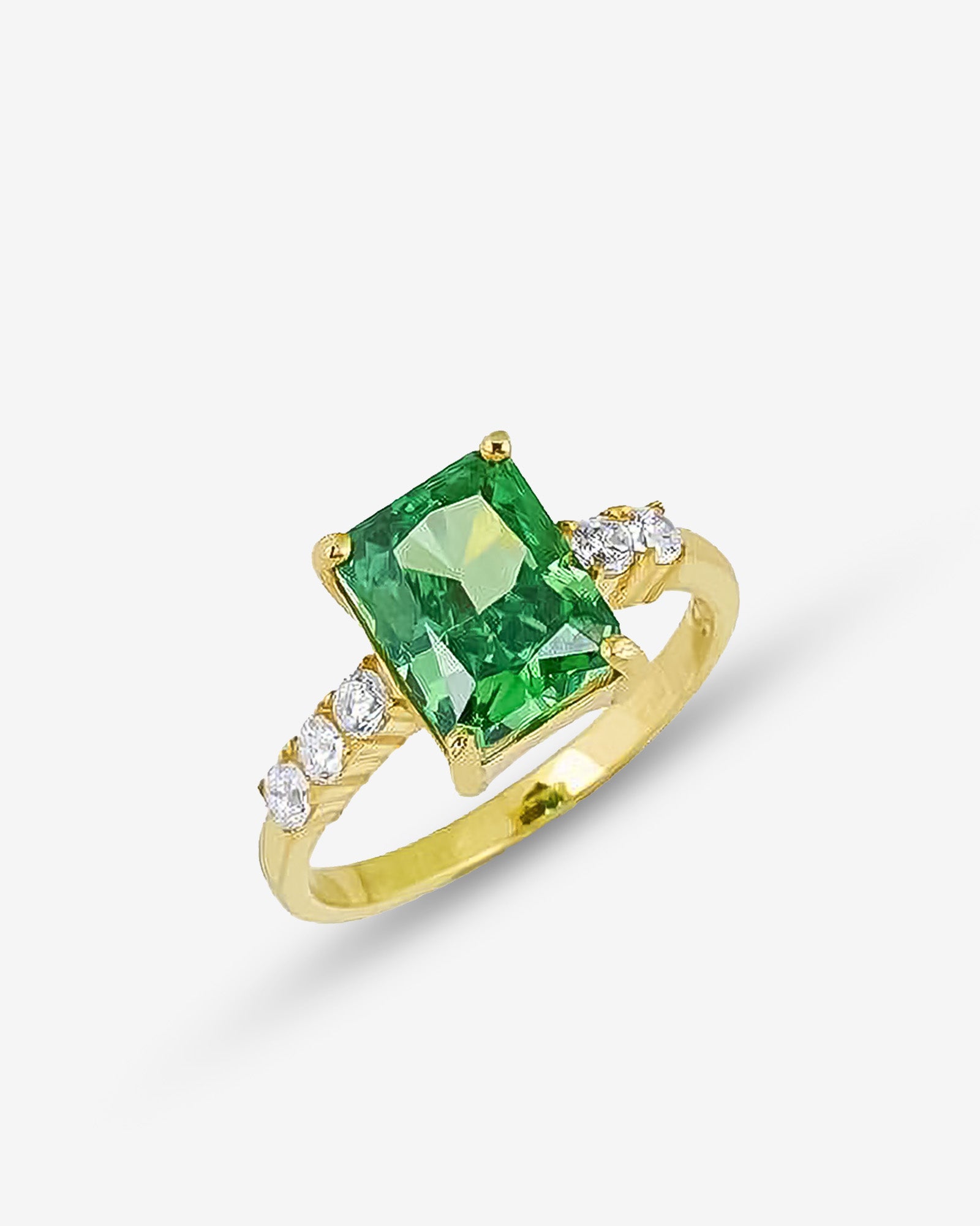 Stunning Emerald Ring, Classic And Timeless Jewelry, Princess Cut Emerald Ring, Anniversary Or Promise Ring, Gold Ring With Sparkling Stones