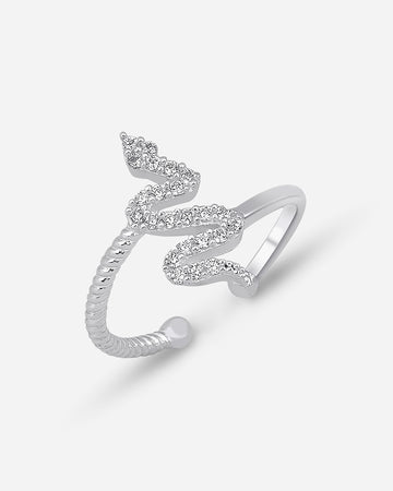 Sterling Silver Snake Desing Ring - Adjustable Snake Ring - Minimalist Serpent Jewelry - Dainty Statement For Women