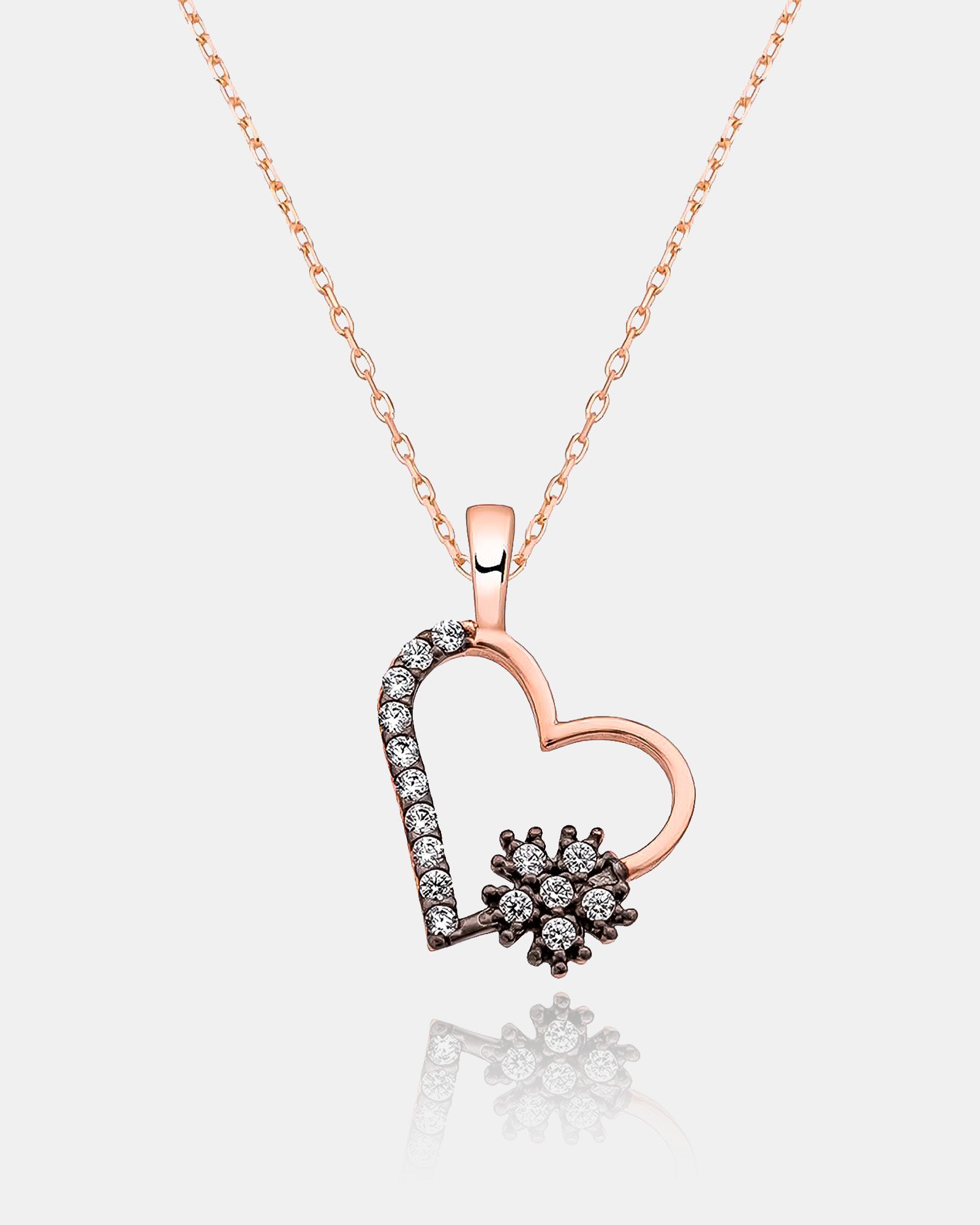 Heart Necklace With Zirconia Gemstone . Rose Gold Plated 925 Sterling Silver Heart Pendant . Timeless & Elegant Jewelry .