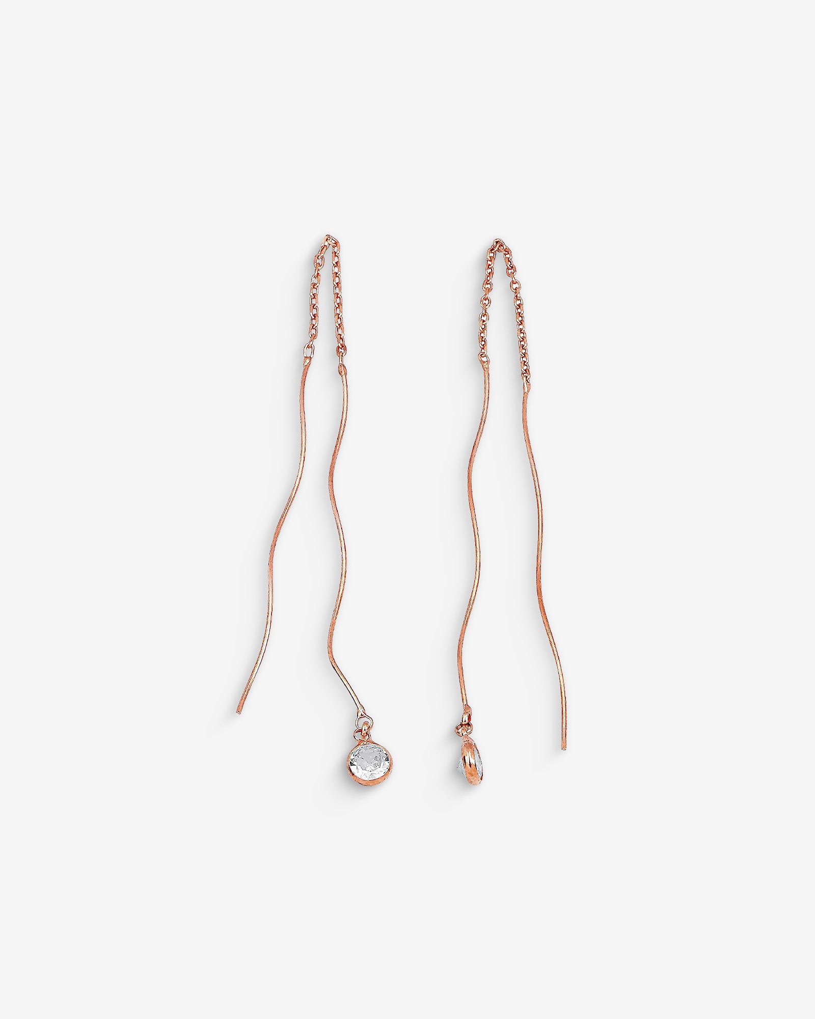 Gemstone Threader Earrings With Long Dangle Chains - Rose Gold Threader Earwires - Unique & Elegant Earrings - Sterling Silver Earrings