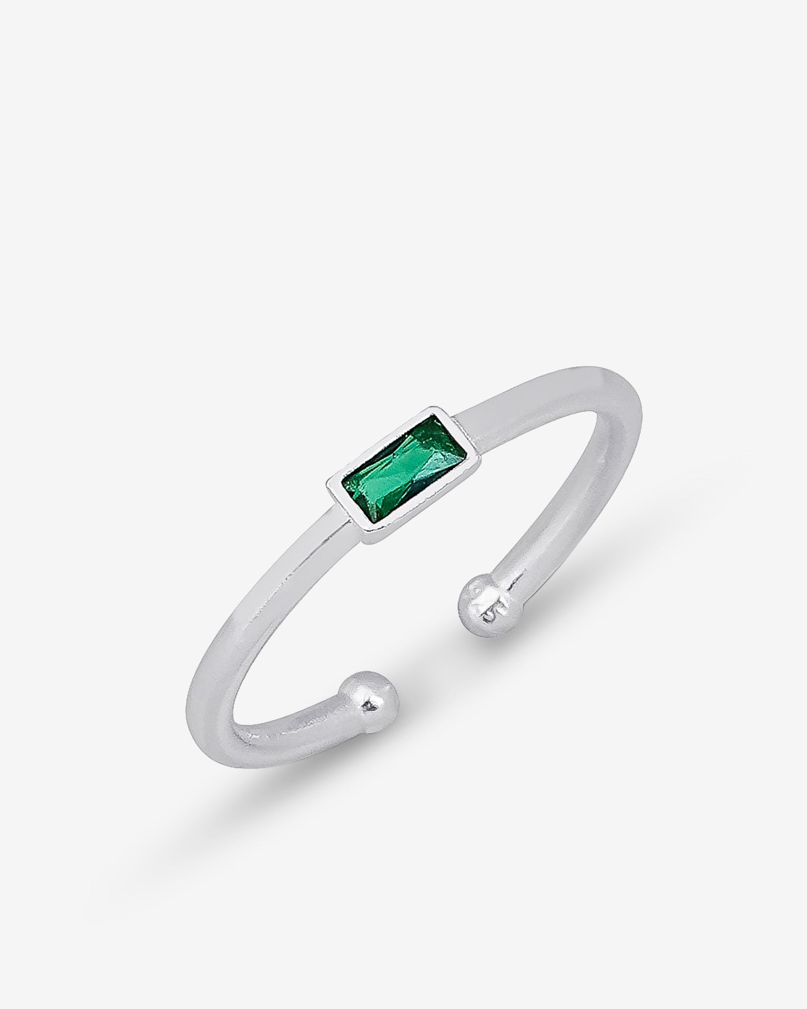 Emerald Baguette Cut Ring - Rectangle Emerald Gemstone Ring - Minimalist Elegance For Women - Baguette Stacking Ring - Handmade Jewelry