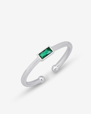 Emerald Baguette Cut Ring - Rectangle Emerald Gemstone Ring - Minimalist Elegance For Women - Baguette Stacking Ring - Handmade Jewelry
