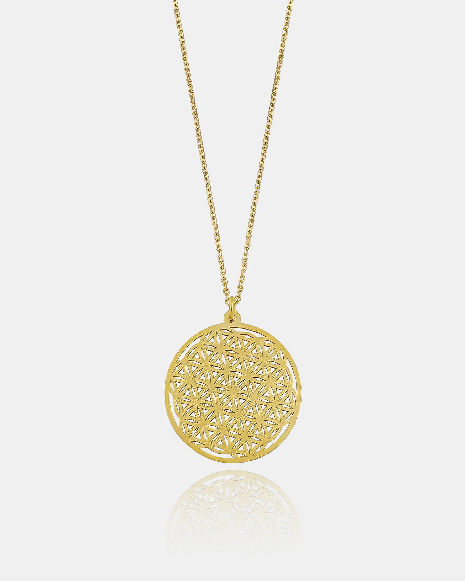 Gold Flower Of Life Medallion Necklace, Sacred Geometry Pendant
