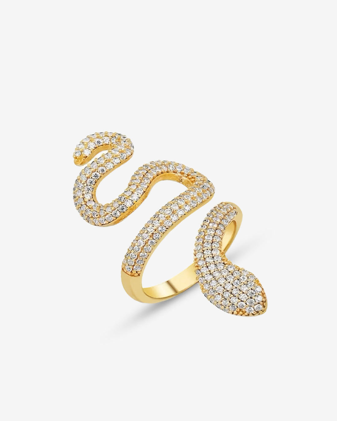 Glamorous Snake Ring - Gold And Silver Pave Snake Statement Ring - Cz Adjustable Snake Ring - Twisted Snake Ring - Serpent Design Jewelry
