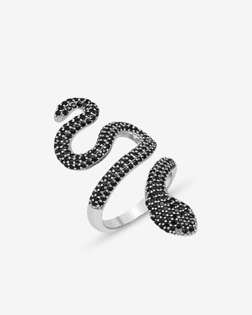 Glamorous Snake Ring - Gold And Silver Pave Snake Statement Ring - Cz Adjustable Snake Ring - Twisted Snake Ring - Serpent Design Jewelry