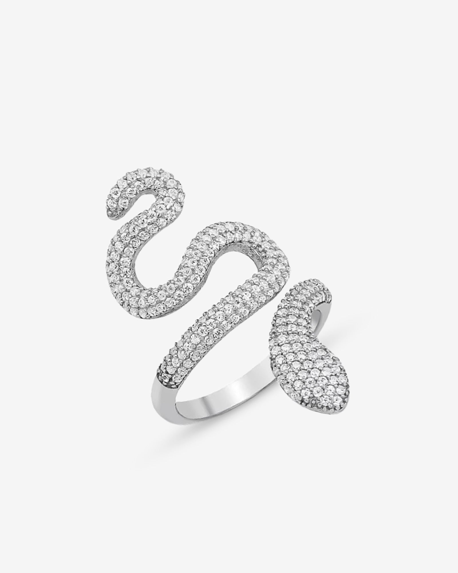 Glamorous Snake Ring - Gold And Silver Pave Snake Statement Ring - Cz Adjustable Snake Ring - Twisted Snake Ring - Serpent Design Jewelry
